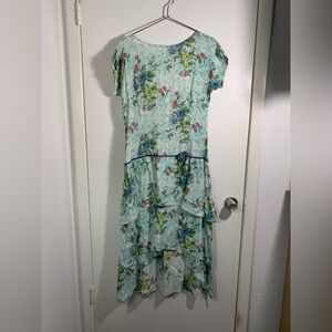 Nataya, vintage, Floral Blue 1920’s inspired speak easy midi/maxi  Dress S